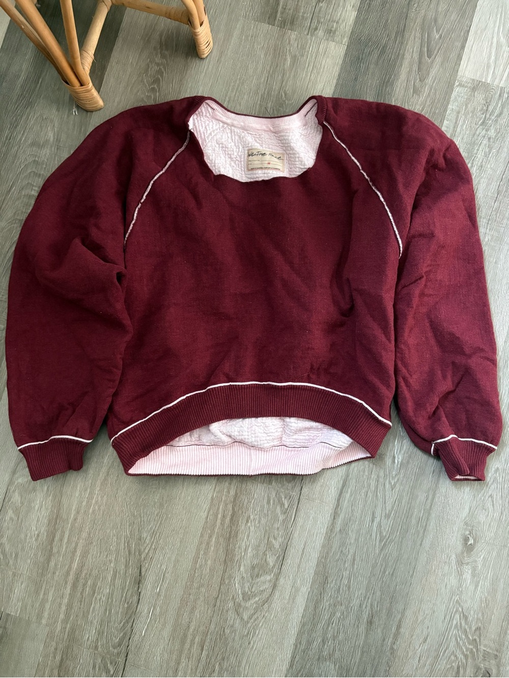 We The Free Free People Midnight Maroon Pullover Sweater
